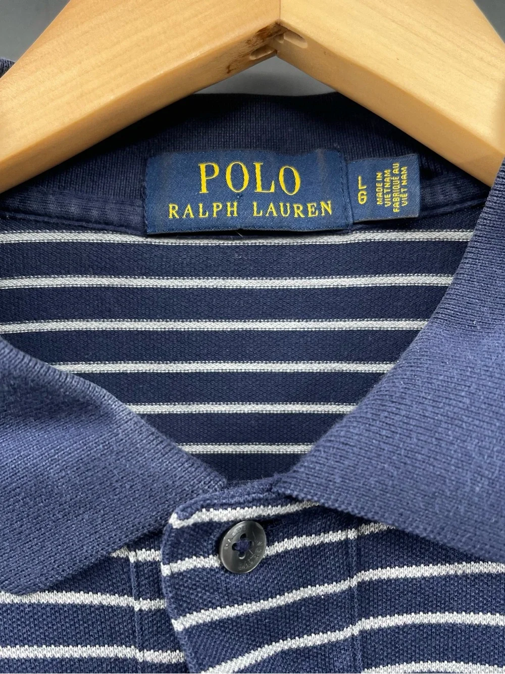 Ralph Lauren Navy and White Striped Polo Shirt